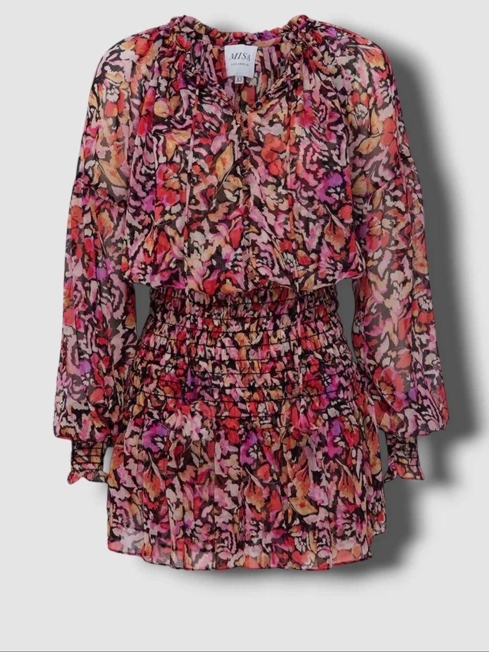 Misa Los Angeles Pink Floral Smocked Mini Dress - Picture 5 of 14